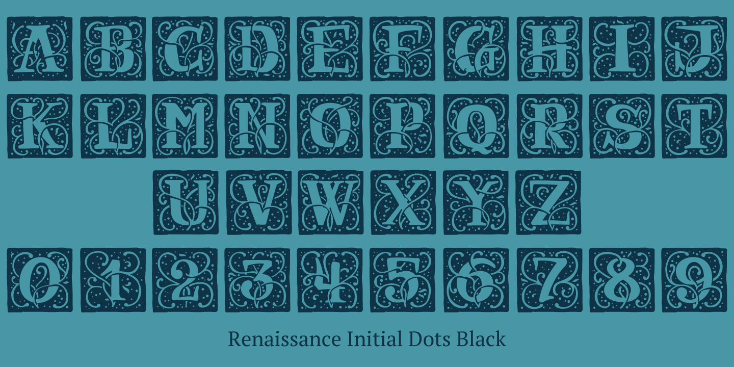 Przykład czcionki Renaissance Initial Dots Black